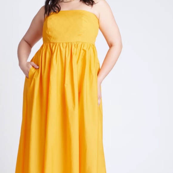 ELOQUII YELLOW FIT AND FLARE DRESS- NWT - Picture 5 of 7